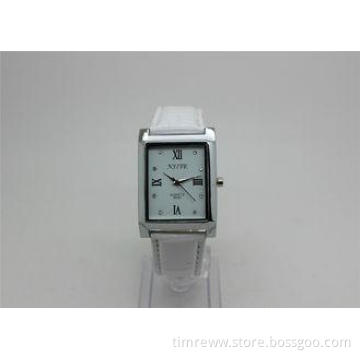 Pure White Leather Japan Movt Quartz Watch For Girl Stainle